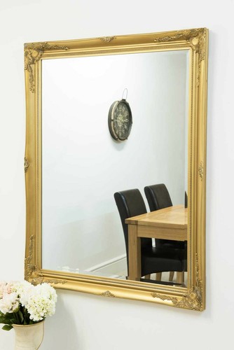 Large antique gold mirror - gold,